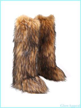 Faux Fur Knee-High Winter Boots Fluffy Furry Snow Boot